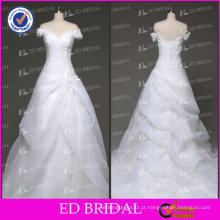 ED Bridal A-line Organza Tribunal Trem Princesa Vestido de casamento Real Sample Ivory